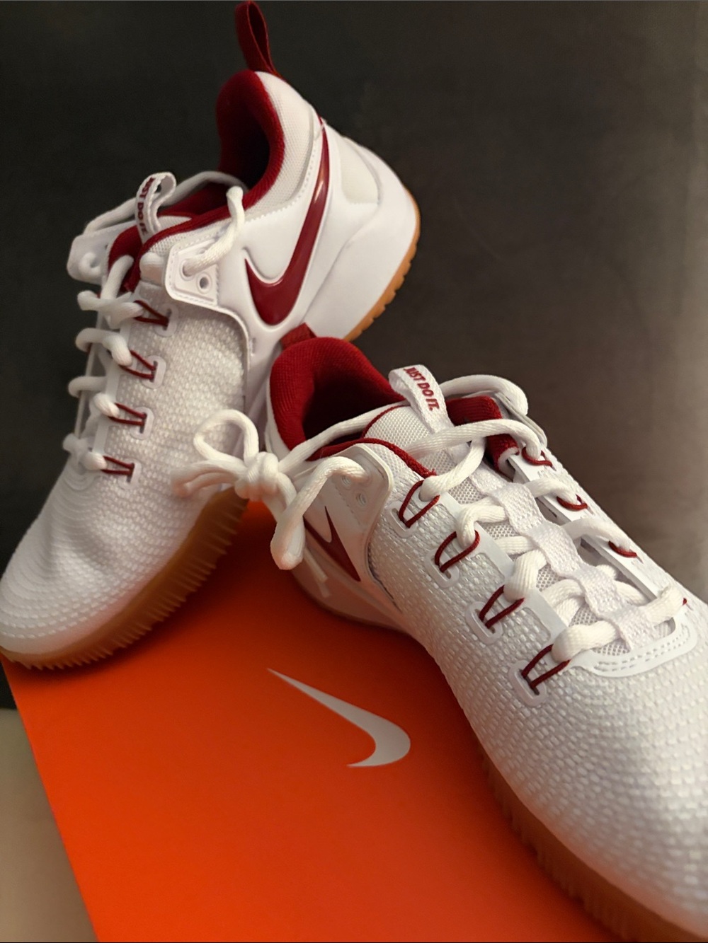 Nike Kids White Sneakers with Red Accents